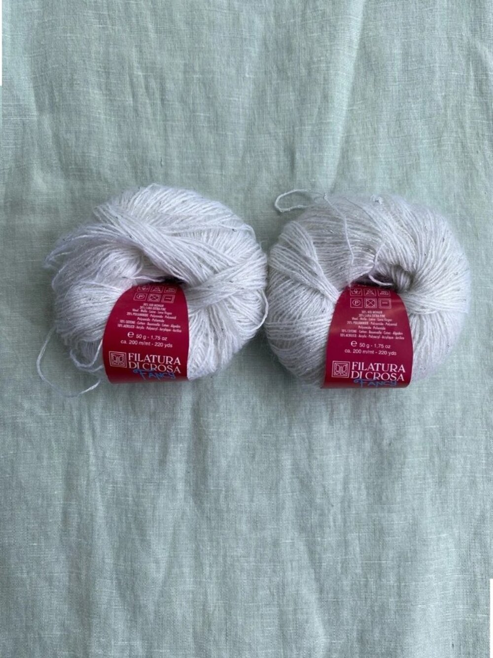 Lot of 2 NWT Filatura di Crosa Fancy Gioiello mohair wool cotton 50g yarn balls
